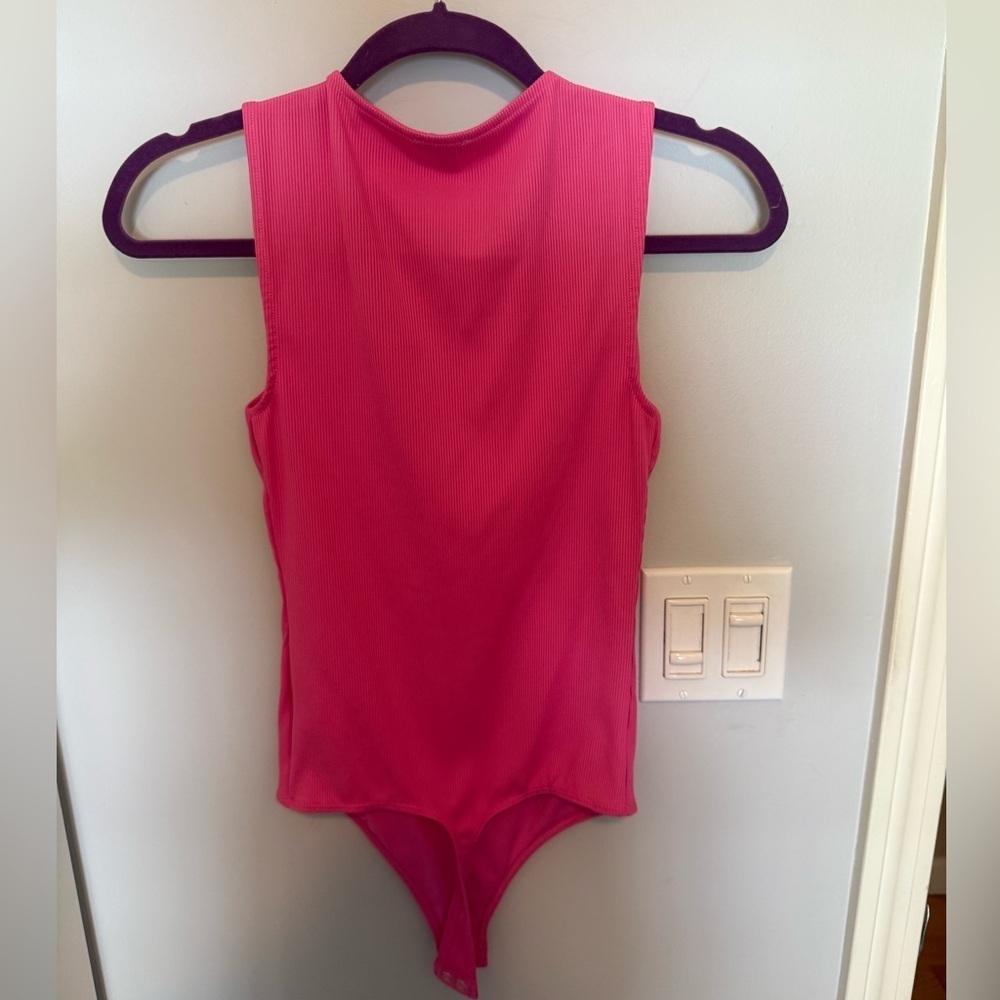 Express Hot Pink High Neck Bodysuit - Picture 2 of 2